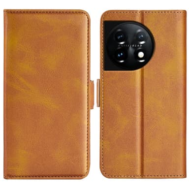 SKALO OnePlus 11 5G Premium Wallet Flip Cover - Lys brun