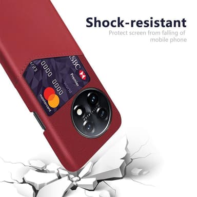 SKALO OnePlus 11 5G Premium PU læder kortholder Cover - Rød
