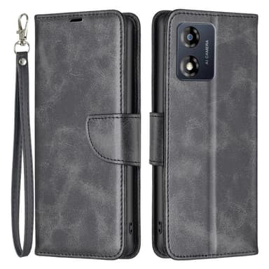 SKALO Motorola Moto E13 4G Flip Cover m. pung i PU-læder - Sort