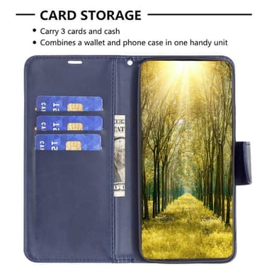 SKALO Motorola Moto E13 4G Flip Cover m. pung i PU-læder - Blå