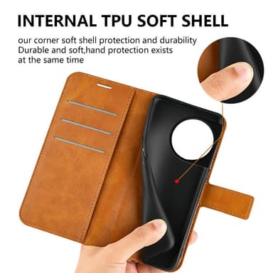 SKALO OnePlus 11 5G Flip Cover m. pung i PU-læder - Lys brun