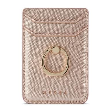 MUXMA Kortholder Ringstativ RFID-blokerende klæbende kreditkortslot - Rose Gold