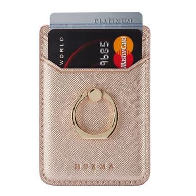 MUXMA Kortholder Ringstativ RFID-blokerende klæbende kreditkortslot - Rose Gold