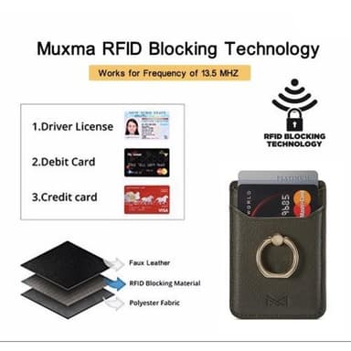 MUXMA Kortholder Ringstativ RFID Blokerende Selvklæbende Kreditkortslot - Grøn