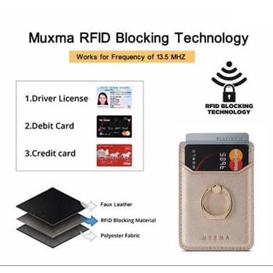 MUXMA Kortholder Ringstativ RFID-blokerende klæbende kreditkortslot - Rose Gold