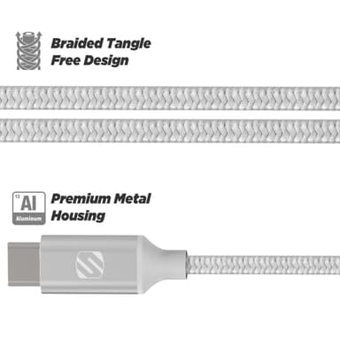 Strikeline Braided ladekabel USB-C til USB-A - 120 cm - sølv