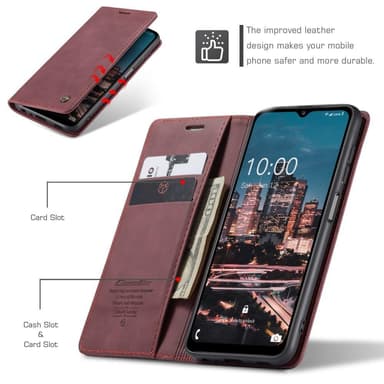 CASEME Retro Pung Taske til Samsung Galaxy A14 - Vinrød