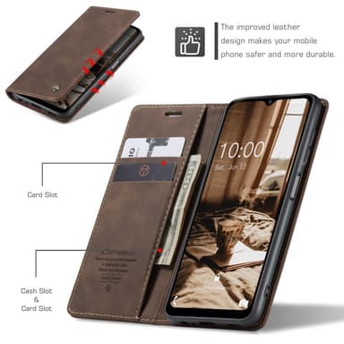 CASEME Retro tegnebog taske til Samsung Galaxy A14 - Kaffe