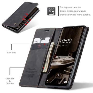 CASEME Retro Pung Taske til Samsung Galaxy A14 - Sort