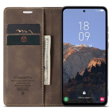 CASEME Retro tegnebog taske til Samsung Galaxy A54 - Kaffe