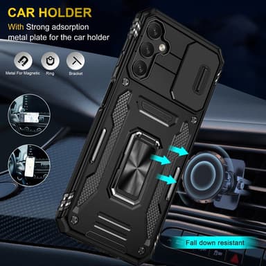 SKALO Samsung A14 4G/5G Armor Hybrid Metal Ring Camera Slider - Sort