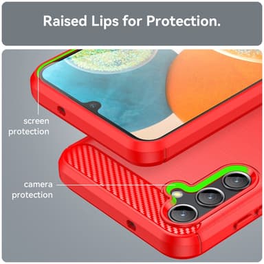 SKALO Samsung A14 4G/5G Armor Carbon Stødsikker TPU-cover - Rød