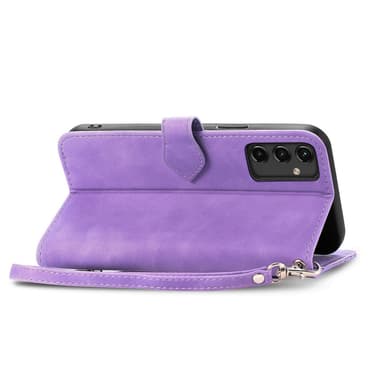 SKALO Samsung A14 4G/5G Big Wallet Flower Pungetaske - Lilla