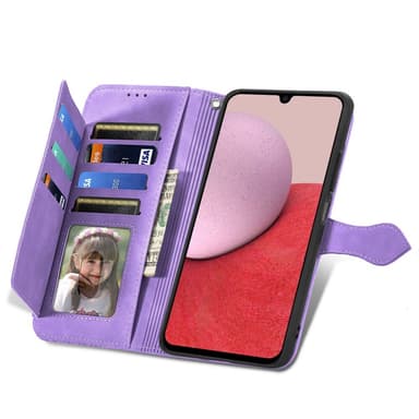 SKALO Samsung A14 4G/5G Big Wallet Flower Pungetaske - Lilla