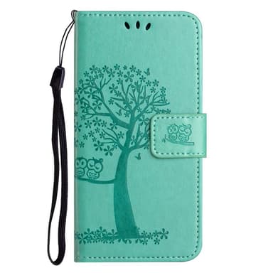 SKALO Samsung A14 4G/5G Owl Tree Flip Cover - Turkis