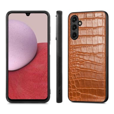 SKALO Samsung A14 4G/5G Crocodile PU Leather Hybrid Cover - Brun