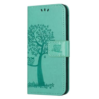 SKALO Samsung A14 4G/5G Owl Tree Flip Cover - Turkis