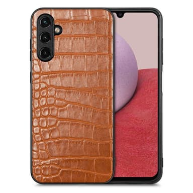 SKALO Samsung A14 4G/5G Crocodile PU Leather Hybrid Cover - Brun