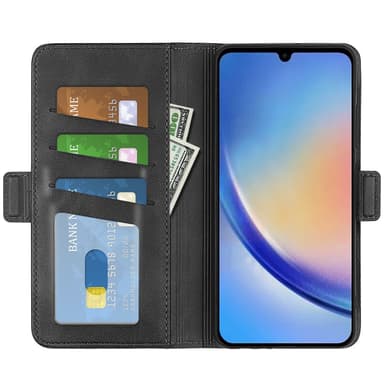 SKALO Samsung A34 5G Premium Wallet Flip Cover - Sort