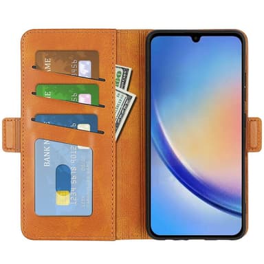 SKALO Samsung A34 5G Premium Wallet Flip Cover - Lys brun