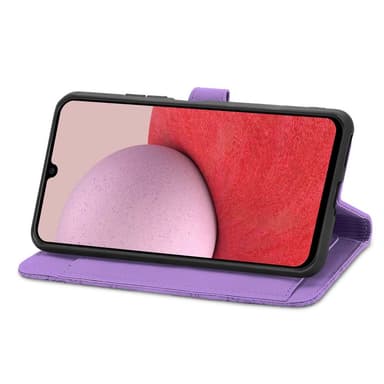 SKALO Samsung A14 4G/5G Big Wallet Flower Pungetaske - Lilla