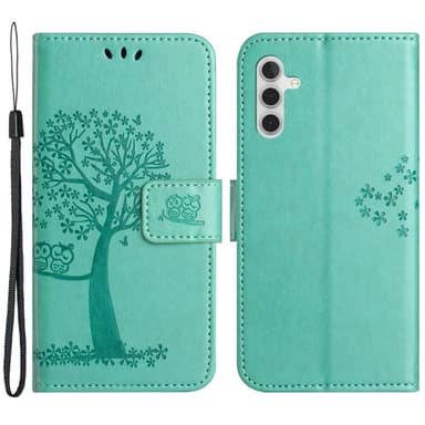SKALO Samsung A14 4G/5G Owl Tree Flip Cover - Turkis