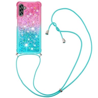 SKALO Samsung A54 5G Kvicksand Glitter Mobile Collar - Pink-Turkis