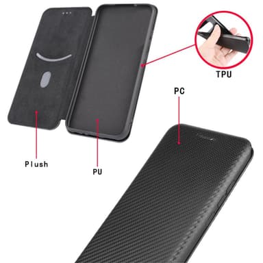 SKALO Samsung A54 5G Carbon Fiber Pungetui - Sort