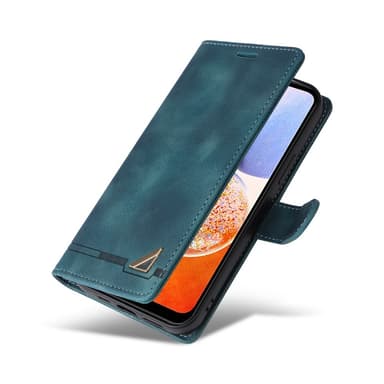 SKALO Samsung A14 4G/5G Flip Cover m. pung i PU-læder - Blå