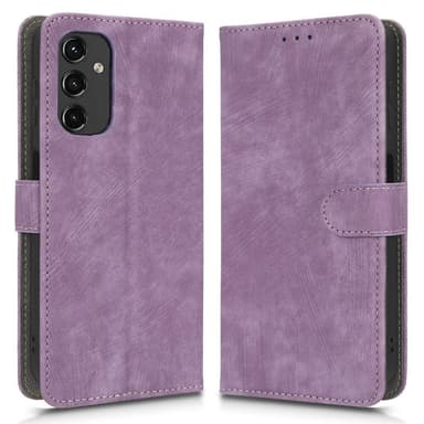 SKALO Samsung A14 4G/5G Flip Cover m. pung i PU-læder - Lilla