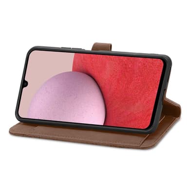 SKALO Samsung A14 4G/5G Big Wallet Flower Pungetaske - Brun
