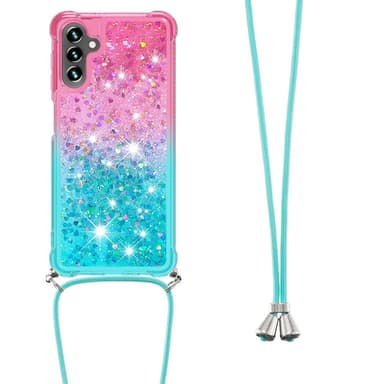 SKALO Samsung A54 5G Kvicksand Glitter Mobile Collar - Pink-Turkis