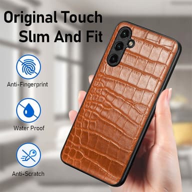 SKALO Samsung A54 5G Crocodile PU Leather Hybrid Cover - Brun