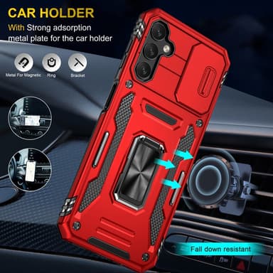 SKALO Samsung A14 4G/5G Armor Hybrid Metal Ring Camera Slider - Rød