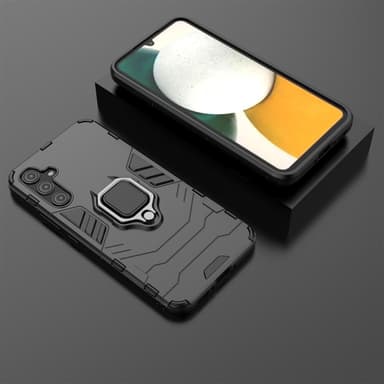 SKALO Samsung A34 5G Armor Hybrid metal ring cover - Sort