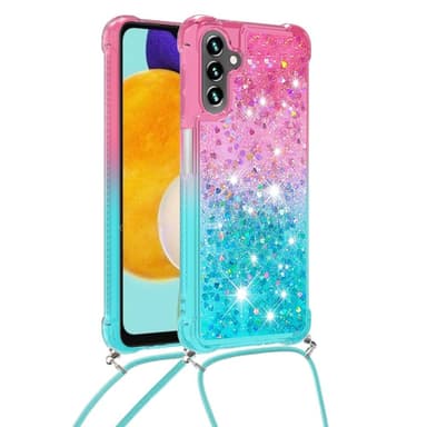 SKALO Samsung A54 5G Kvicksand Glitter Mobile Collar - Pink-Turkis