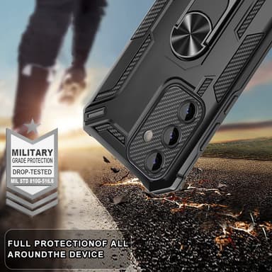 SKALO Samsung A34 5G Armor Hybrid metal ring cover - Grøn