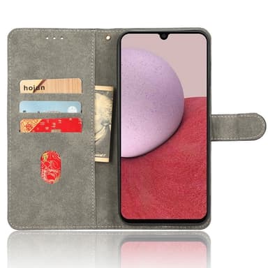 SKALO Samsung A14 4G/5G Flip Cover m. pung i PU-læder - Lilla