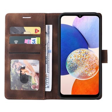 SKALO Samsung A54 5G Flip Cover m. pung i PU-læder - Brun
