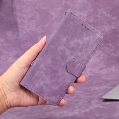 SKALO Samsung A14 4G/5G Flip Cover m. pung i PU-læder - Lilla