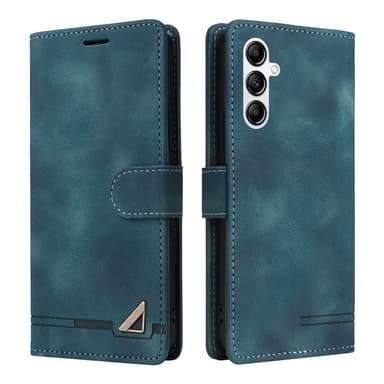 SKALO Samsung A14 4G/5G Flip Cover m. pung i PU-læder - Blå