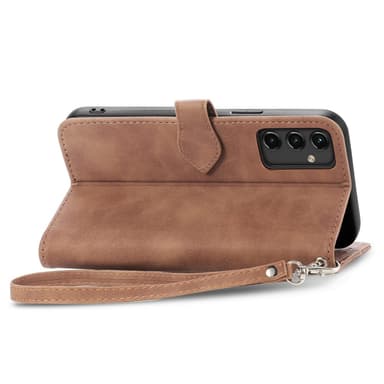 SKALO Samsung A14 4G/5G Big Wallet Flower Pungetaske - Brun