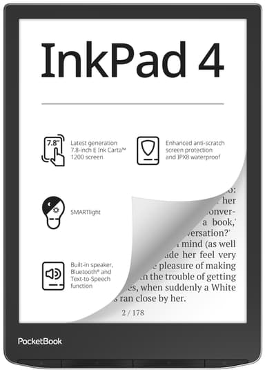 PocketBook InkPad 4 eBook 32GB (sølv)
