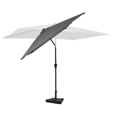 VONROC Premium Parasol Rapallo 200x300cm – Kombisæt inkl. Beton fod 20 kg. - Slidstærk parasol – Vippefunktion - UV-resistent stof - Grå - Inkl. betræk