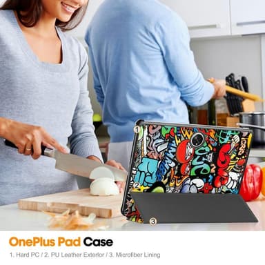 Til OnePlus Pad Trifold Stand Tabletcover-etui - Graffiti