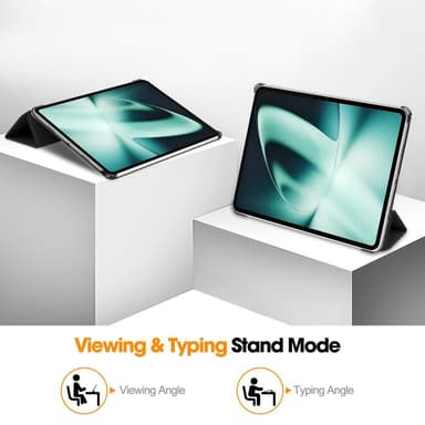 Til OnePlus Pad Tri-fold Stand Wake/Sleep Cover Tabletetui - Sort
