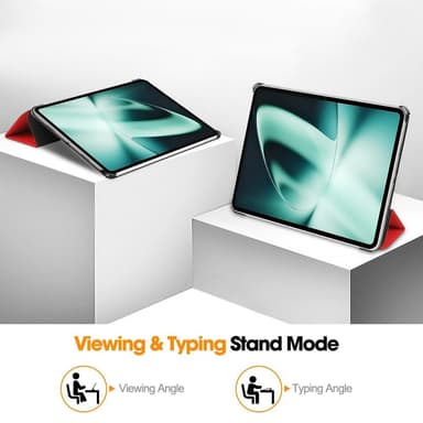 Til OnePlus Pad Tri-fold Stand Wake/Sleep Cover Tabletetui - Rød