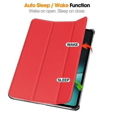 Til OnePlus Pad Tri-fold Stand Wake/Sleep Cover Tabletetui - Rød