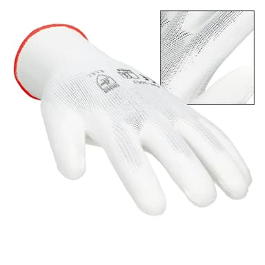 ECD 120 Germany pair PU-arbejde handsker, størrelse 7-S, farve hvid, mekaniker