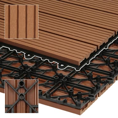 ECD Germany WPC terrassefliser 30x30 cm 33-delt besætningssæt til 3m ² lysebrunt